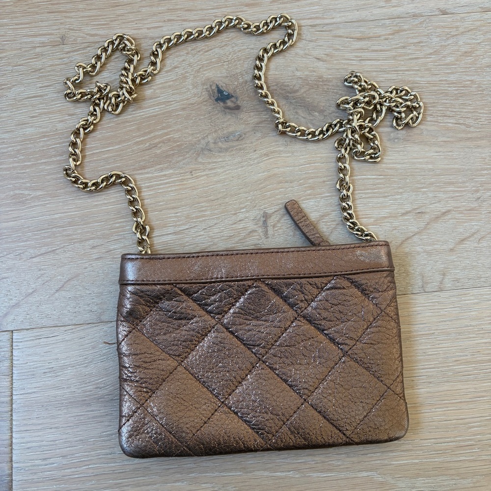 Kate Spade New York Metallic Bronze Quilted Leather Crossbody Chain Bag Purse*Y6 - Picture 2 of 5